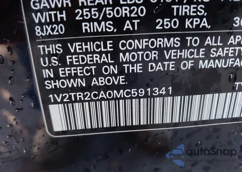 2021 Volkswagen Atlas 3.6L V6 Sel Premium z USA, uszkodzony, nr VIN 1V2TR2CA0MC591341